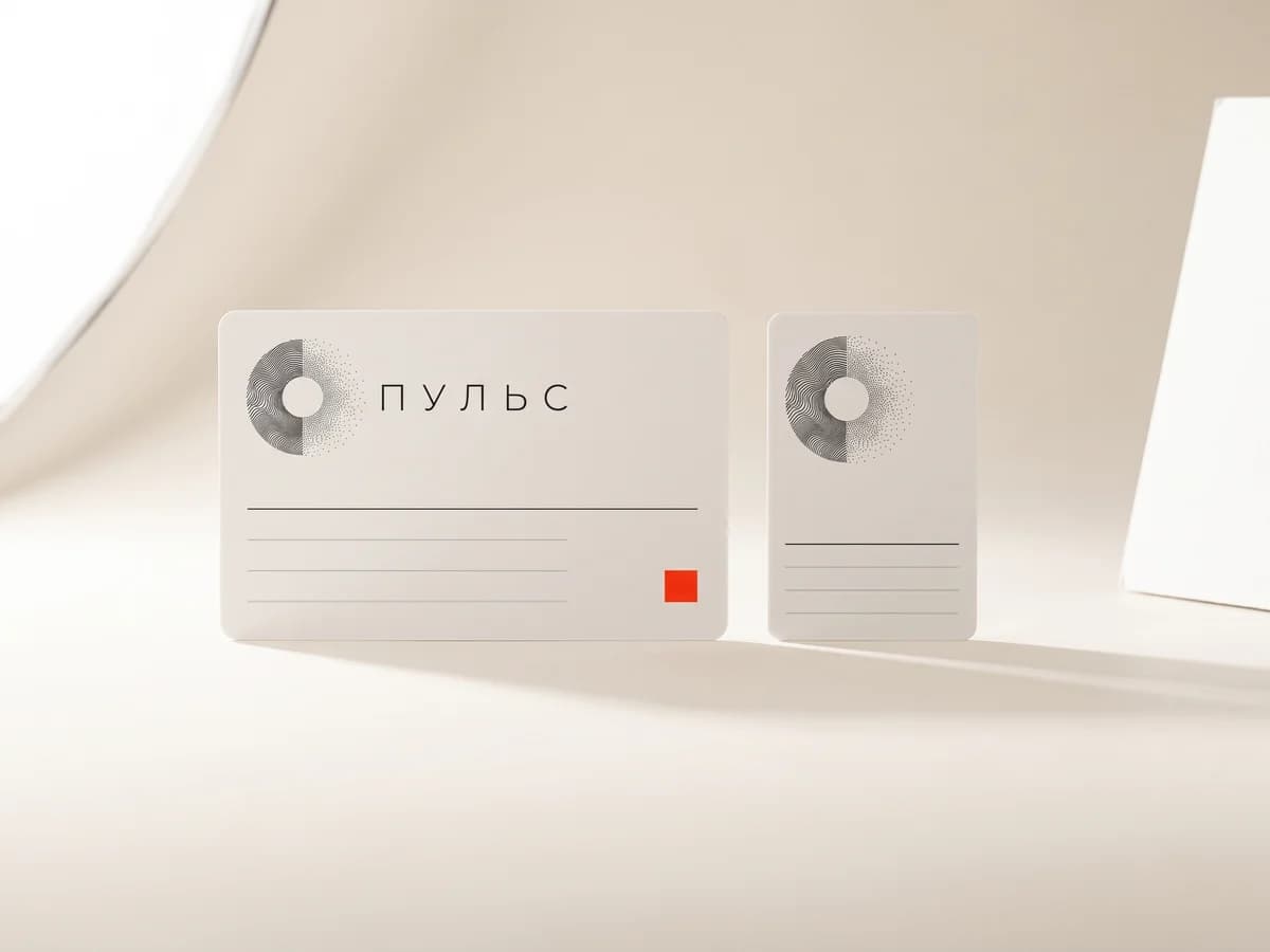 NFC-карта 42 × 26 мм рядом с обычной картой 86 × 54 мм - для сравнения размера